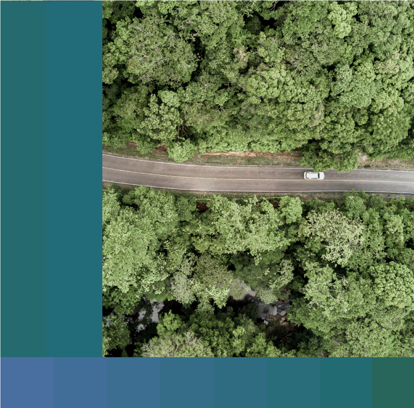 Aerial view asphalt road and green forest, Forest road going through forest with car adventure view from above, Ecosystem and ecology healthy environment concepts and background.