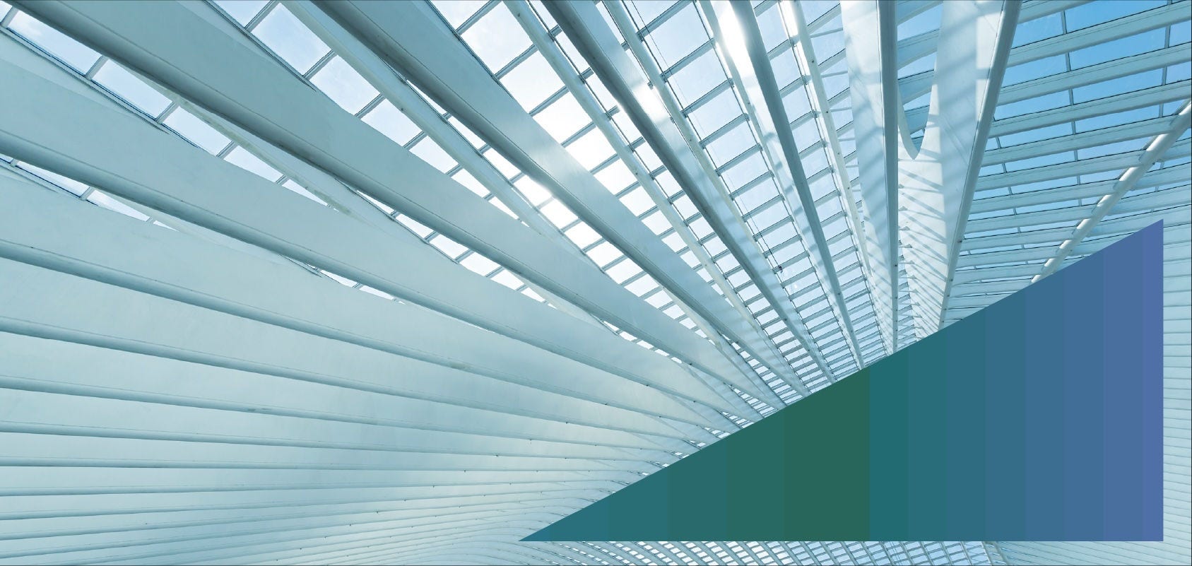 Curved roof with glass panels